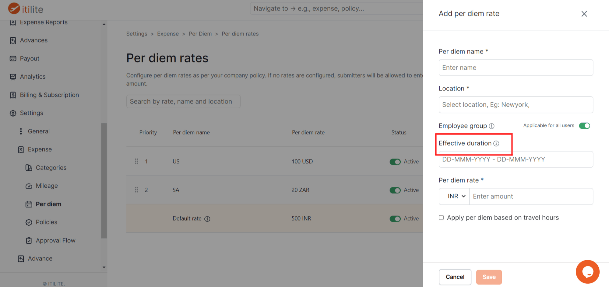 Add rates