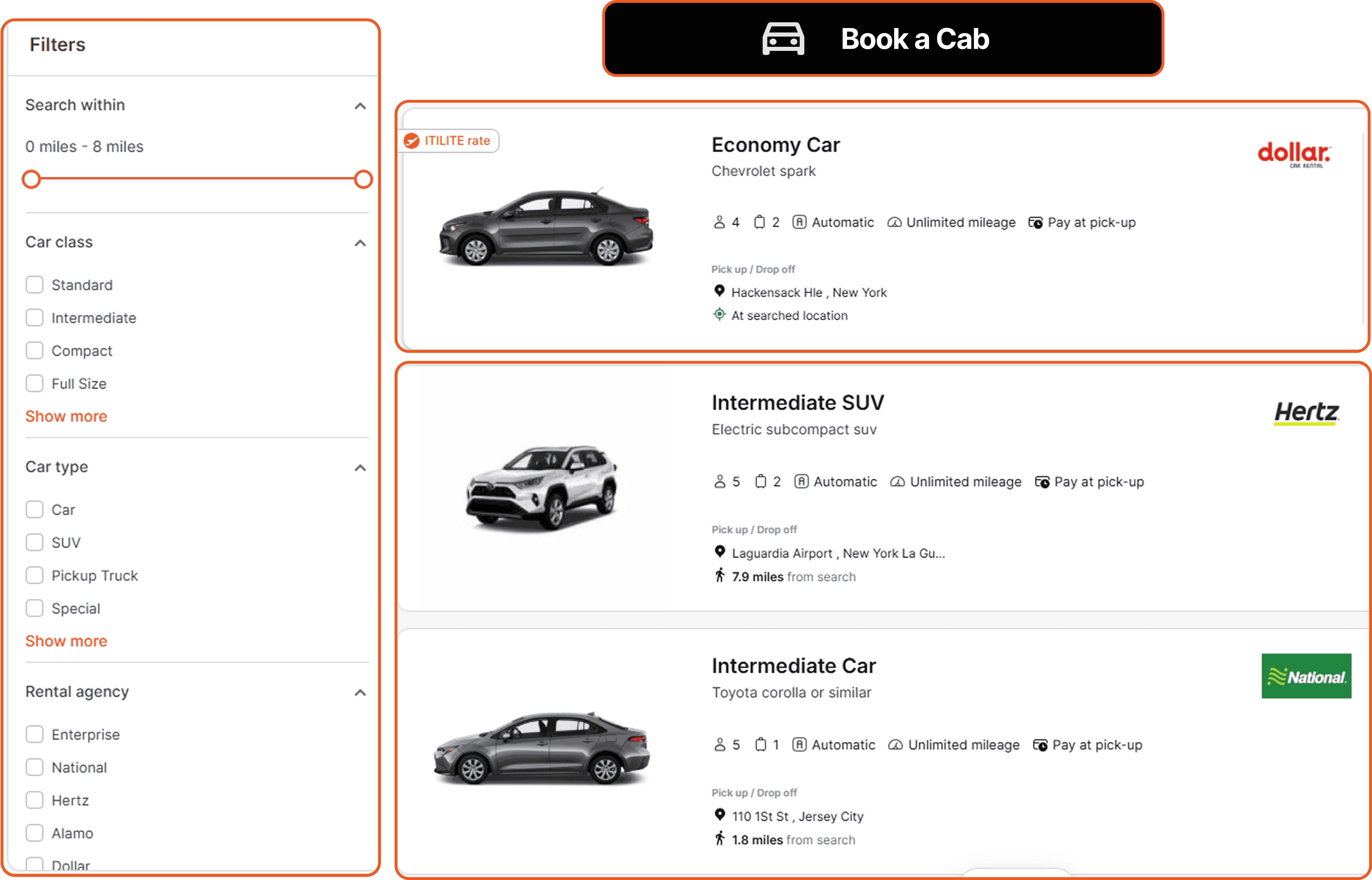 Rental cars & ground transport that itilite offers